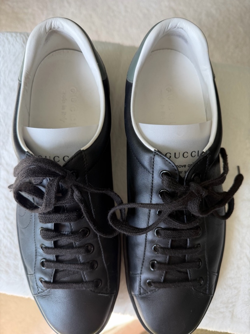Gucci New Ace GG perforate black/grey leather 8.5 Euro sneakers trainers - Picture 7 of 16